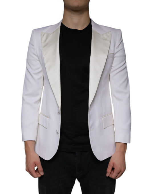 Dolce &amp; Gabbana Off White Wool Single Breasted Dress Blazer