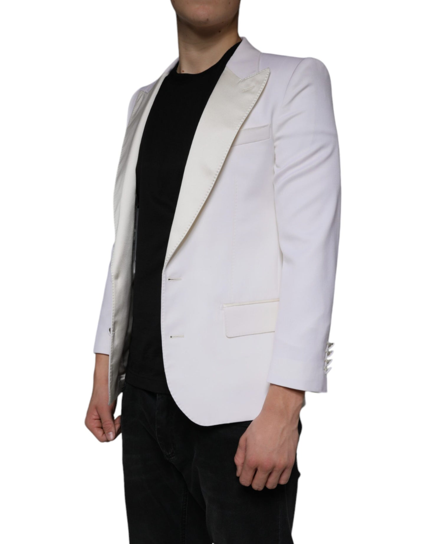 Dolce &amp; Gabbana Off White Wool Single Breasted Dress Blazer