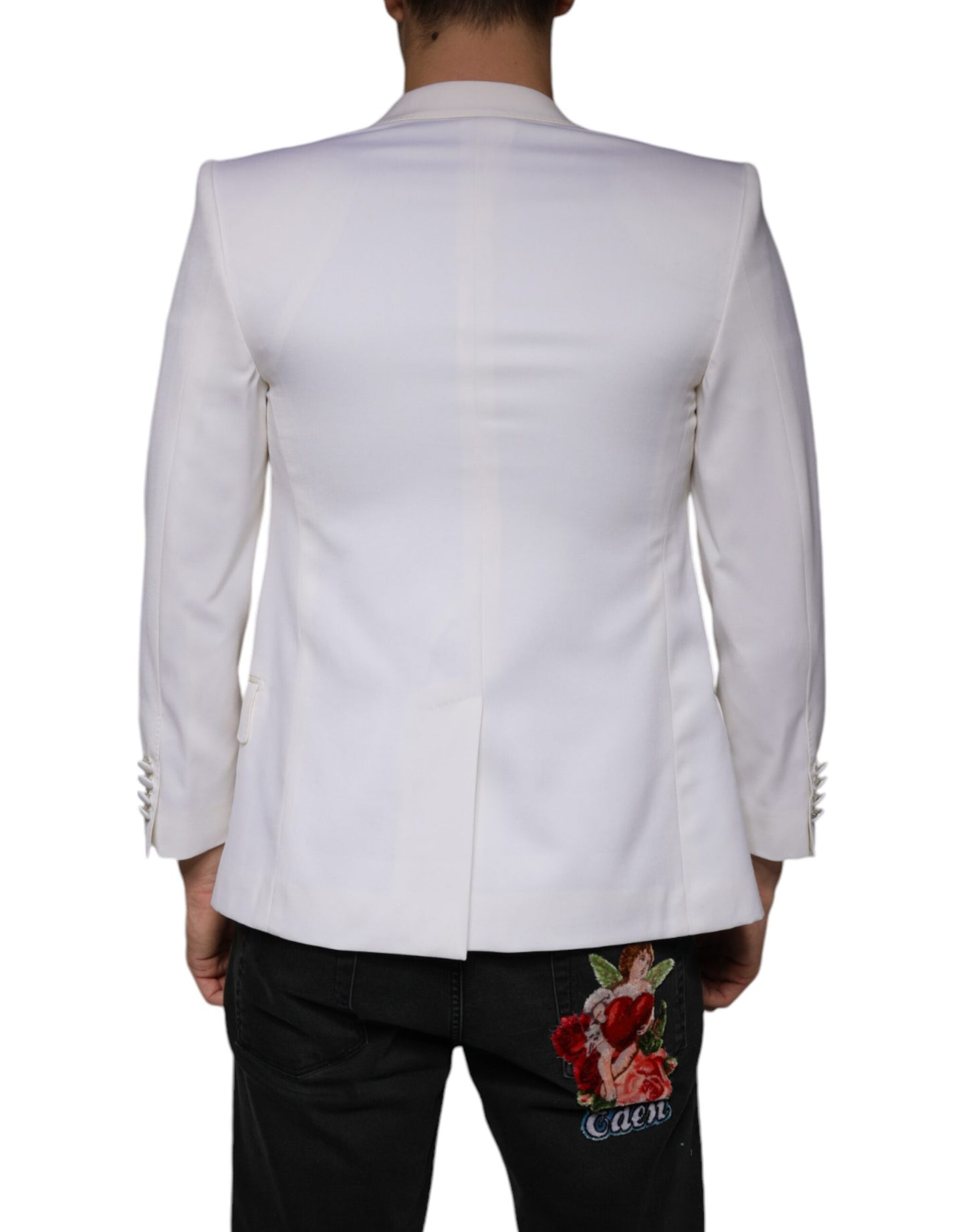 Dolce &amp; Gabbana Off White Wool Single Breasted Dress Blazer