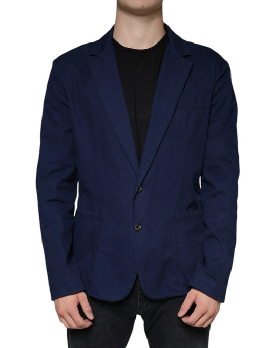 Dolce &amp; Gabbana Blue Notch Single Breasted Dress Coat Blazer