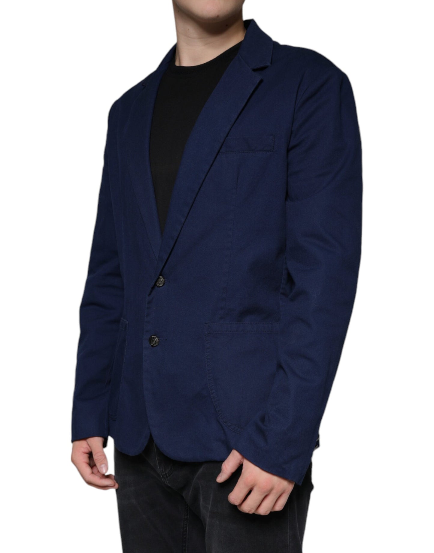Dolce &amp; Gabbana Blue Notch Single Breasted Dress Coat Blazer
