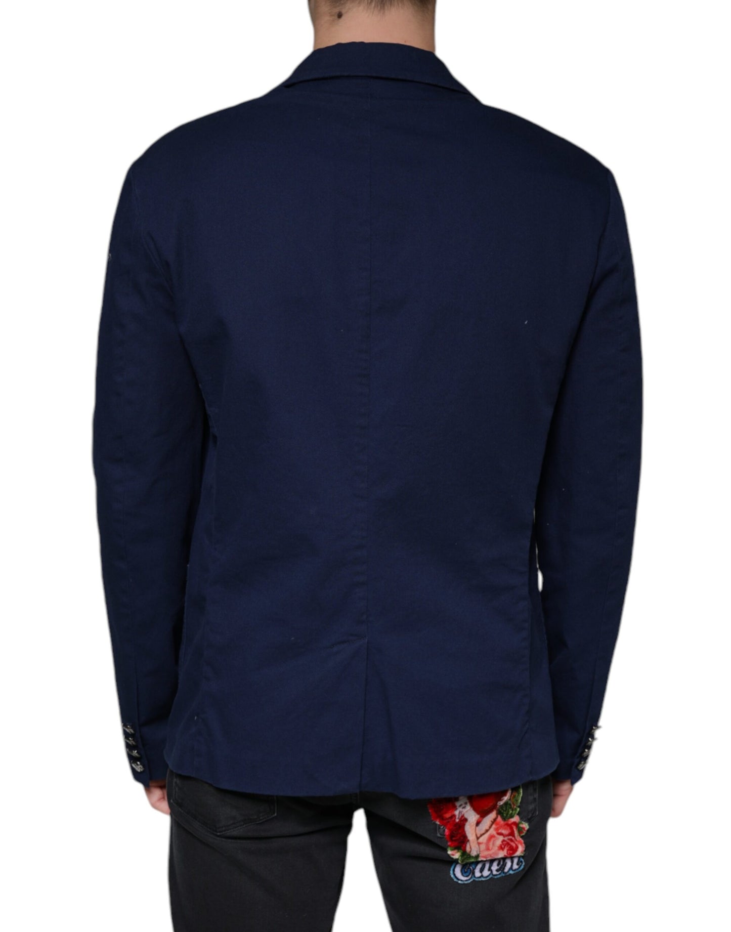 Dolce &amp; Gabbana Blue Notch Single Breasted Dress Coat Blazer