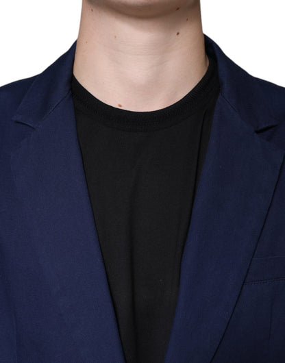 Dolce &amp; Gabbana Blue Notch Single Breasted Dress Coat Blazer