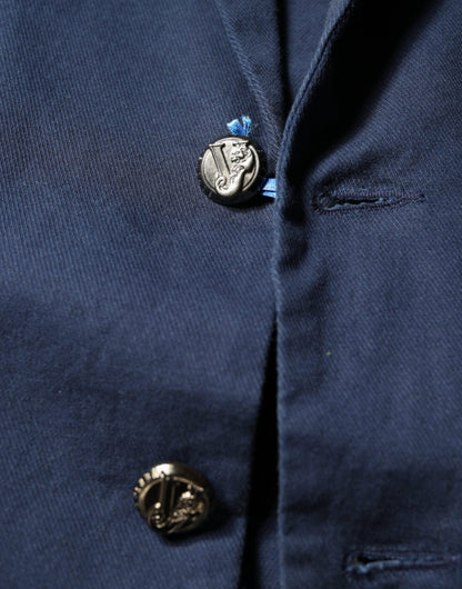 Dolce &amp; Gabbana Blue Notch Single Breasted Dress Coat Blazer