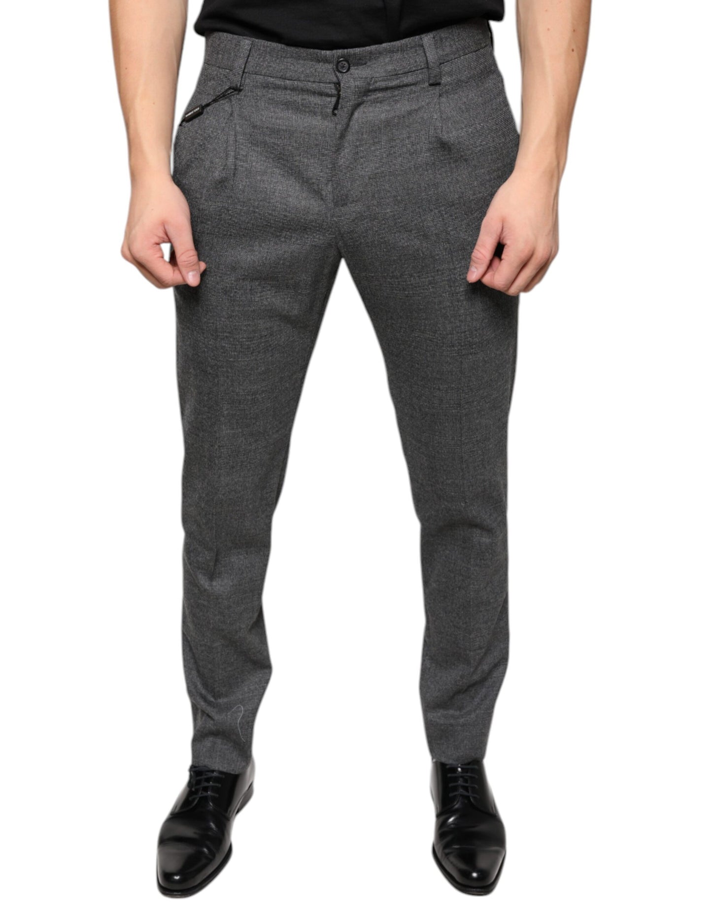 Dolce &amp; Gabbana Gray Check Tartan Wool Skinny Pants