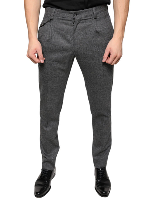 Dolce &amp; Gabbana Gray Check Tartan Wool Skinny Pants