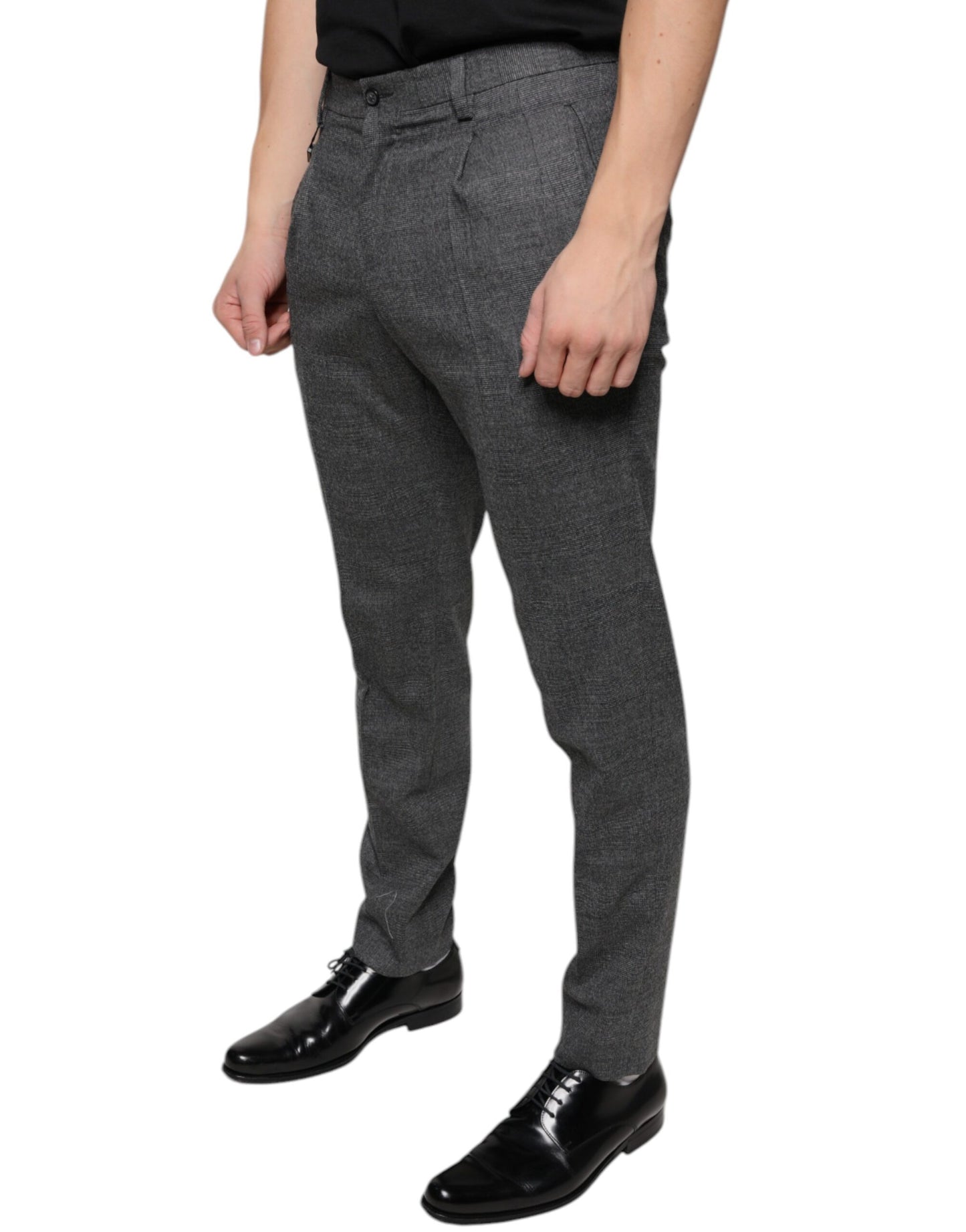 Dolce &amp; Gabbana Gray Check Tartan Wool Skinny Pants