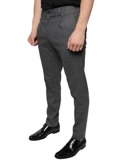 Dolce &amp; Gabbana Gray Check Tartan Wool Skinny Pants