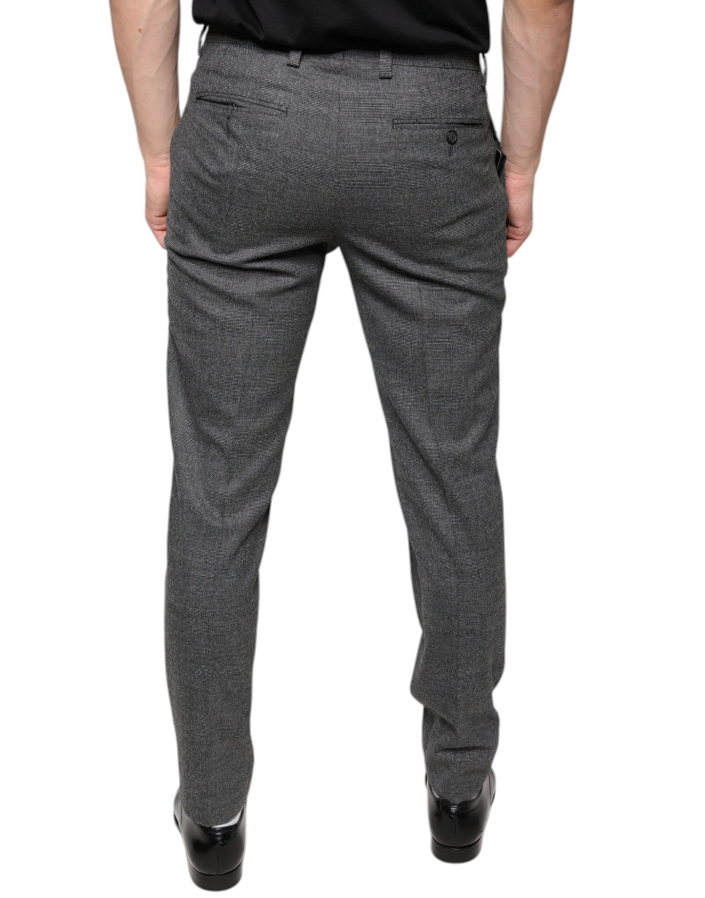 Dolce &amp; Gabbana Gray Check Tartan Wool Skinny Pants