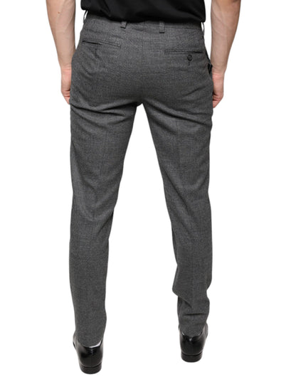 Dolce &amp; Gabbana Gray Check Tartan Wool Skinny Pants