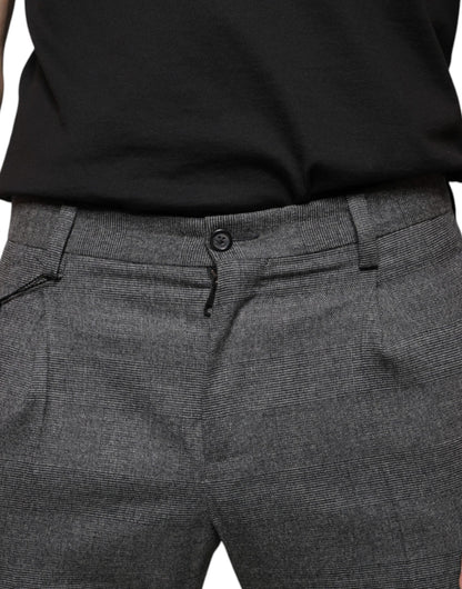 Dolce &amp; Gabbana Gray Check Tartan Wool Skinny Pants
