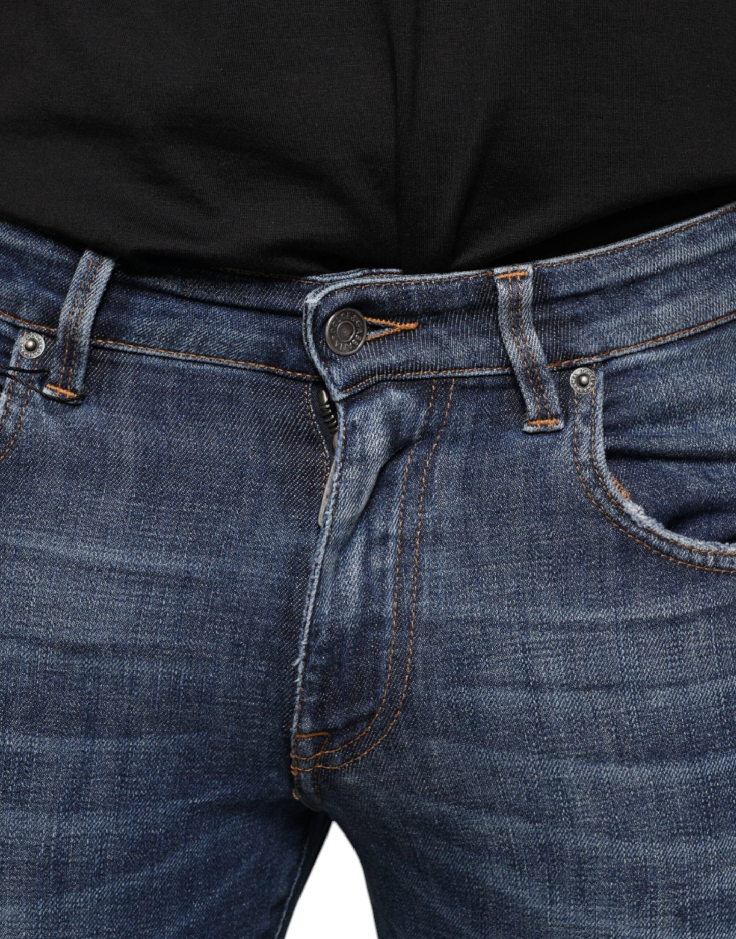 Dolce &amp; Gabbana Dark Blue Washed Cotton Skinny Denim Jeans