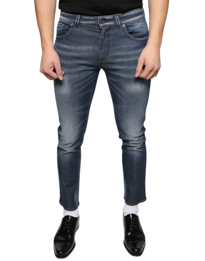 Dolce &amp; Gabbana Dark Blue Washed Cotton Skinny Denim Jeans