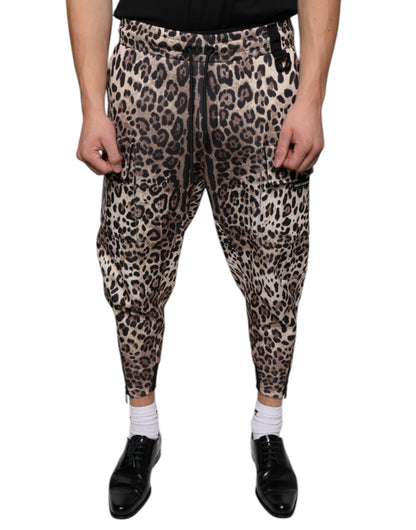 Dolce &amp; Gabbana Brown Leopard Polyester Jogger Pants
