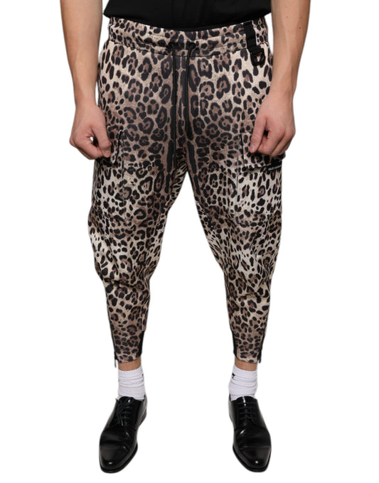 Dolce &amp; Gabbana Brown Leopard Polyester Jogger Pants
