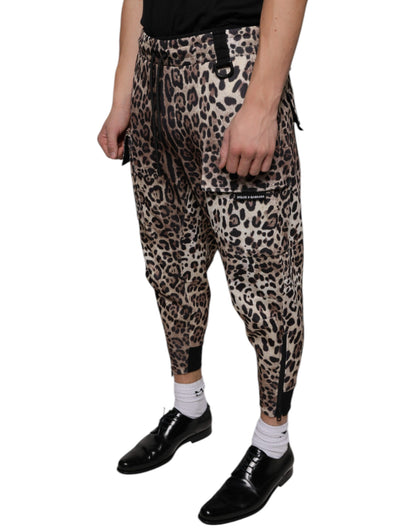 Dolce &amp; Gabbana Brown Leopard Polyester Jogger Pants