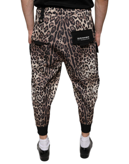Dolce &amp; Gabbana Brown Leopard Polyester Jogger Pants