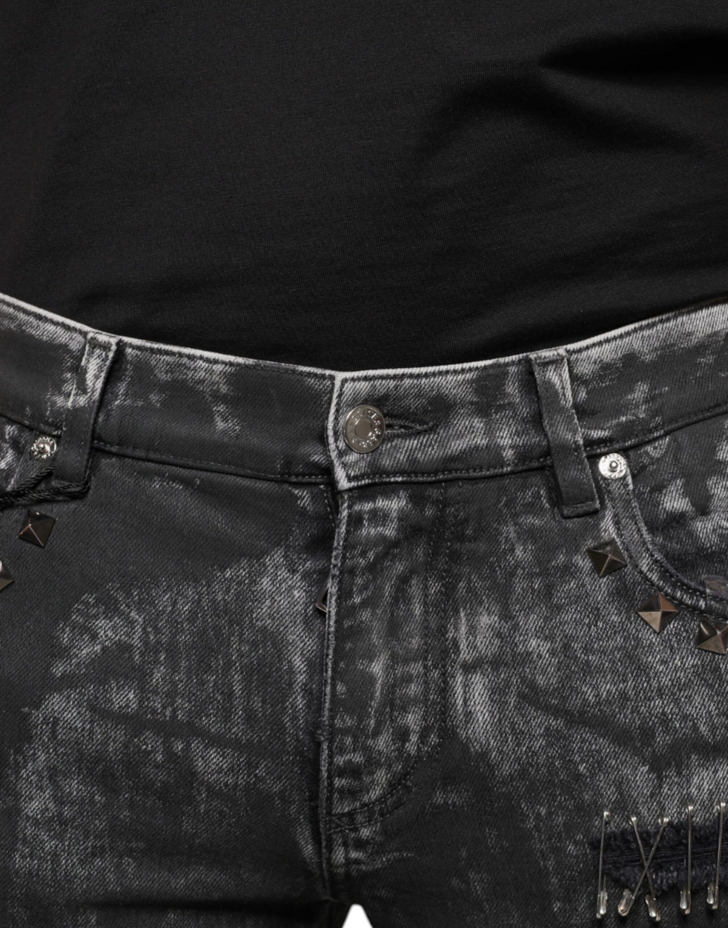 Dolce &amp; Gabbana Black Embellished Cotton Skinny Denim Jeans