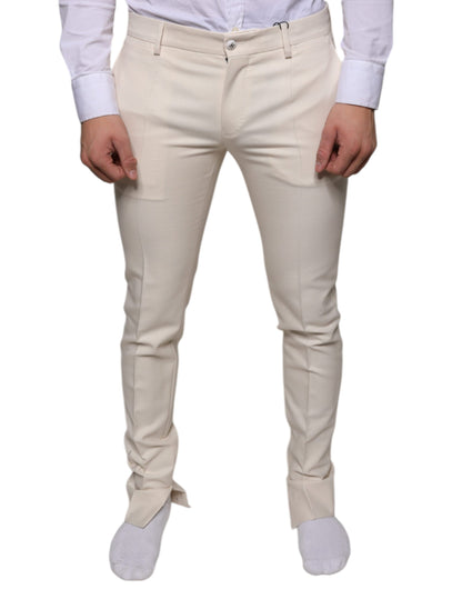 Dolce &amp; Gabbana Off White Chino Wool Skinny Pants