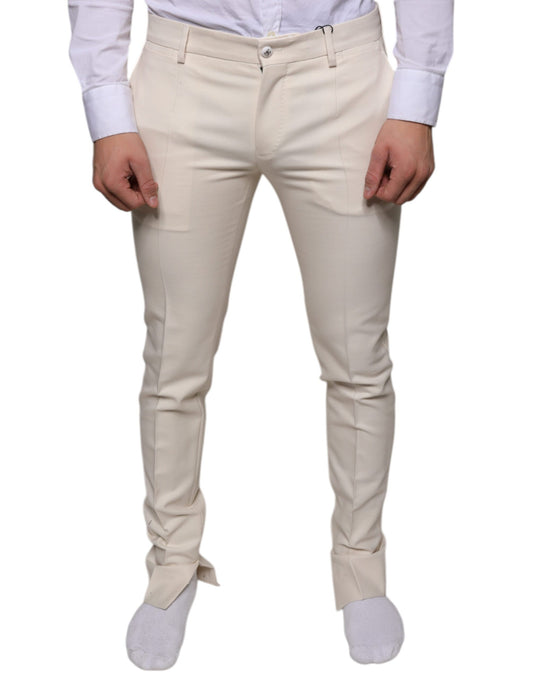 Dolce &amp; Gabbana Off White Chino Wool Skinny Pants