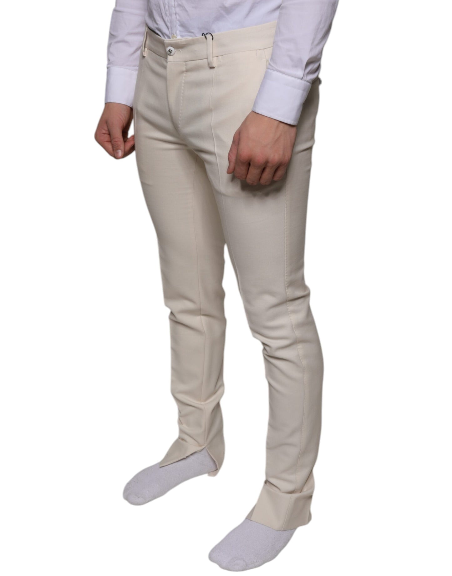 Dolce &amp; Gabbana Off White Chino Wool Skinny Pants