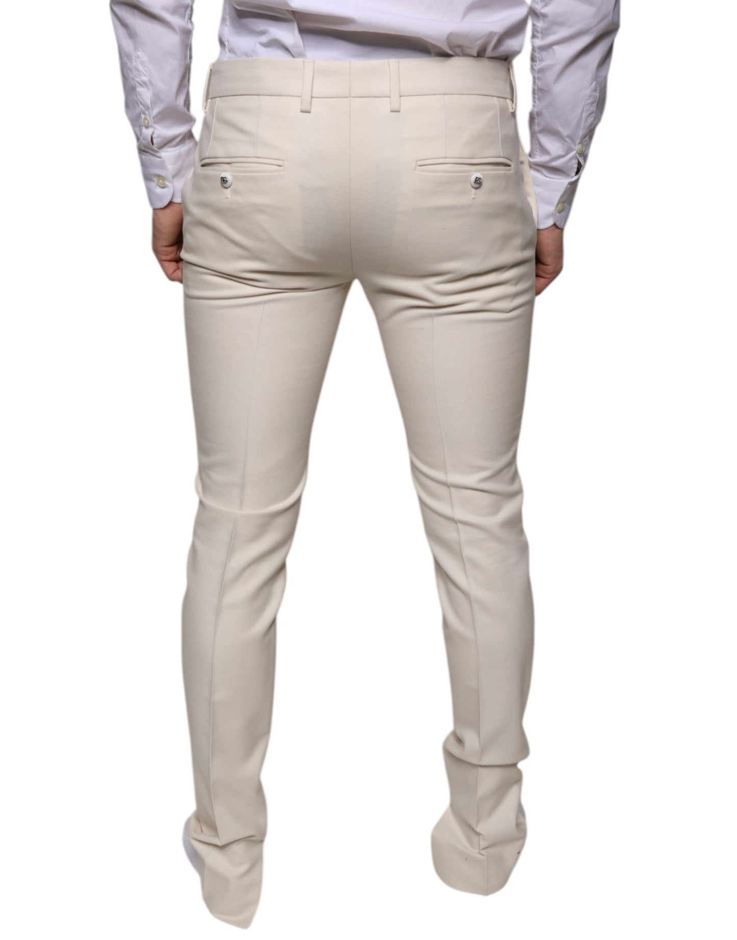 Dolce &amp; Gabbana Off White Chino Wool Skinny Pants