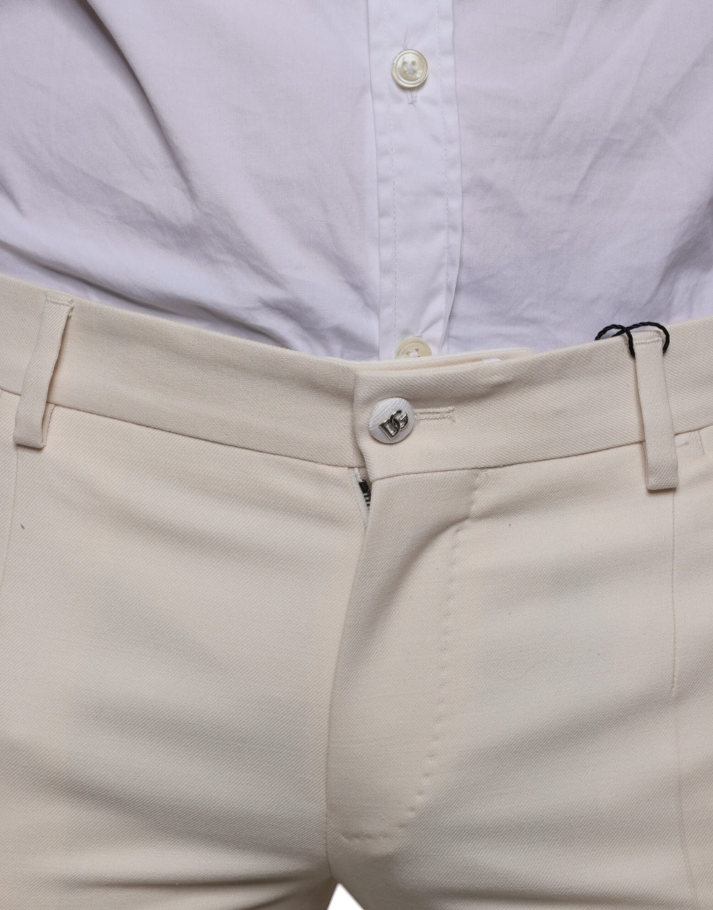 Dolce &amp; Gabbana Off White Chino Wool Skinny Pants