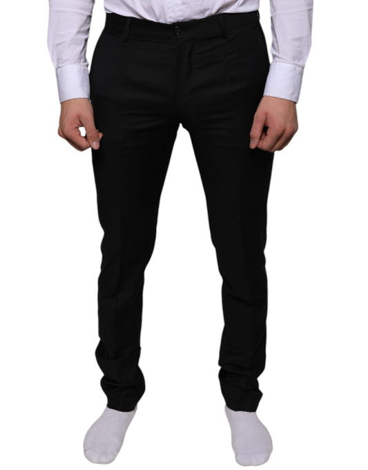 Dolce &amp; Gabbana Black Wool Skinny Dress Formal Pants