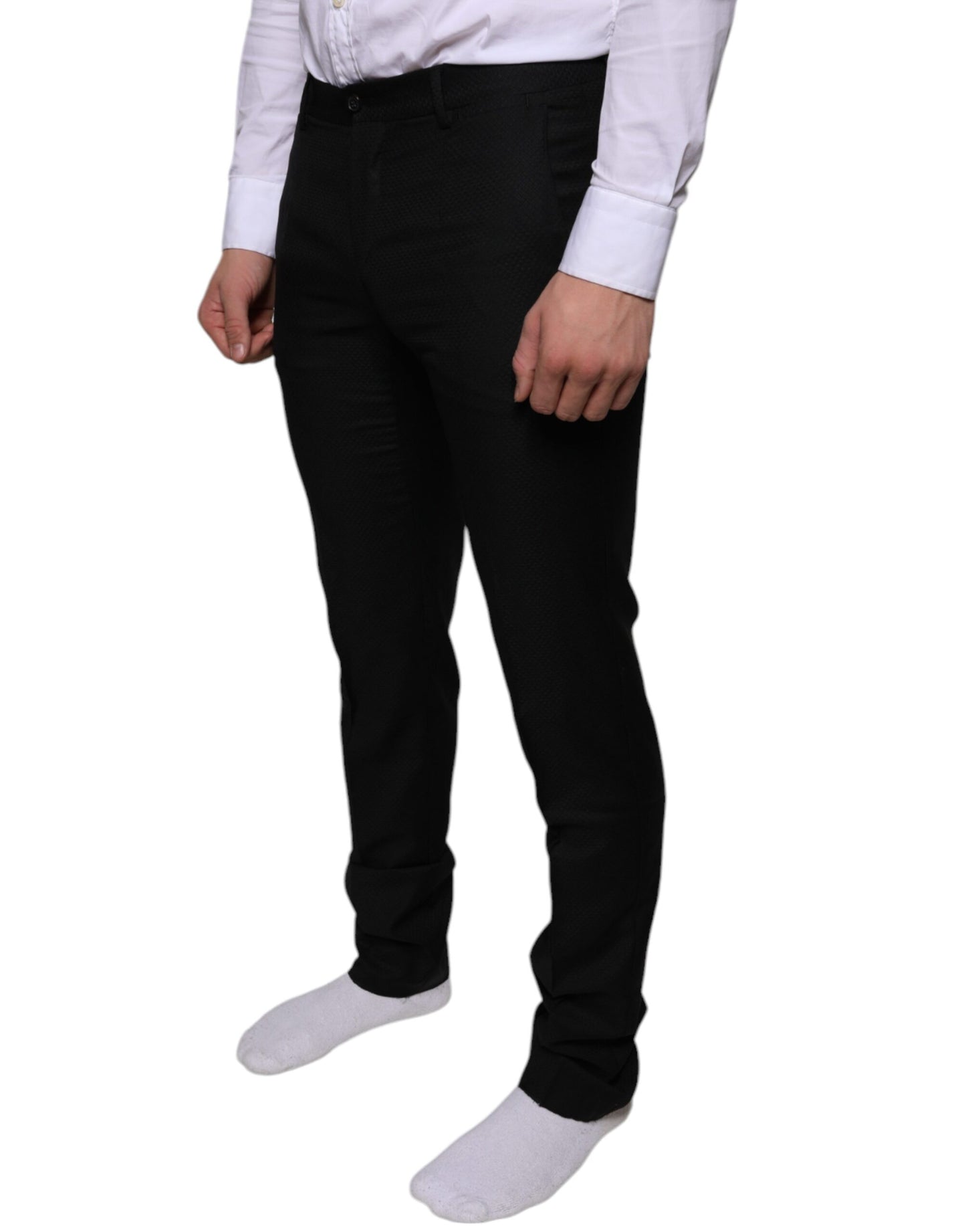 Dolce &amp; Gabbana Black Wool Skinny Dress Formal Pants