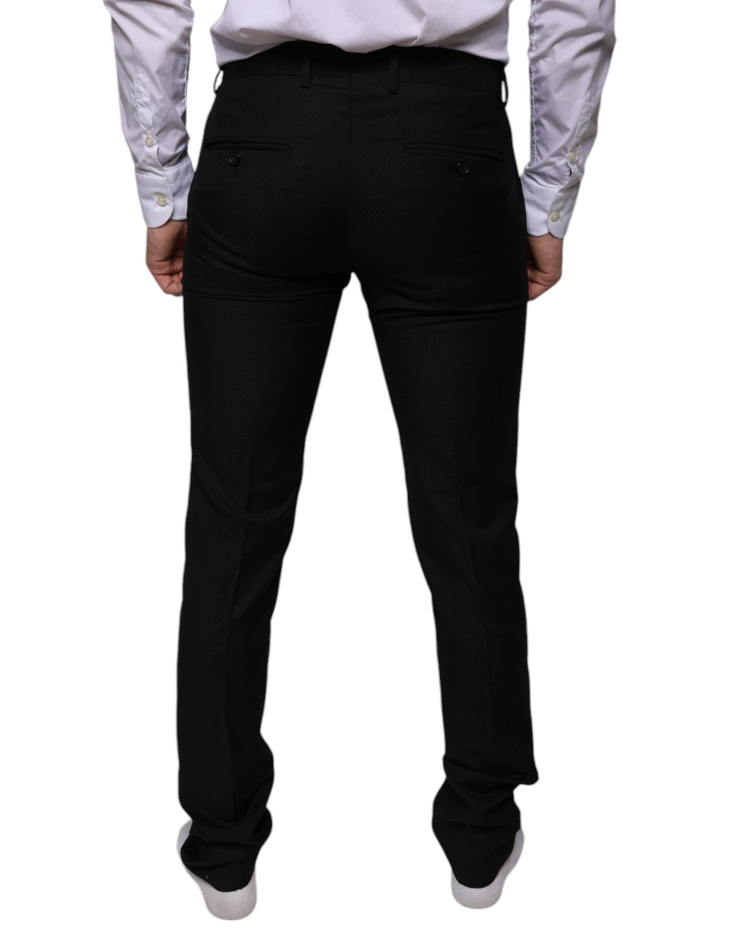 Dolce &amp; Gabbana Black Wool Skinny Dress Formal Pants