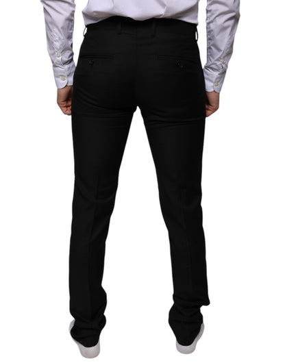 Dolce &amp; Gabbana Black Wool Skinny Dress Formal Pants