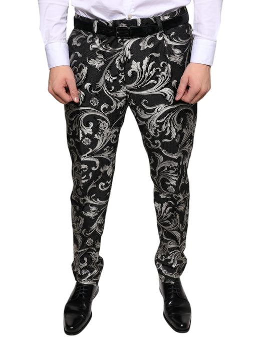 Dolce &amp; Gabbana Black Jacquard Skinny Dress Pants