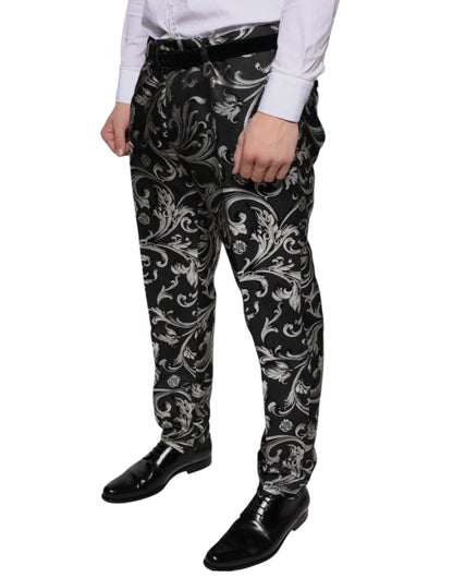 Dolce &amp; Gabbana Black Jacquard Skinny Dress Pants