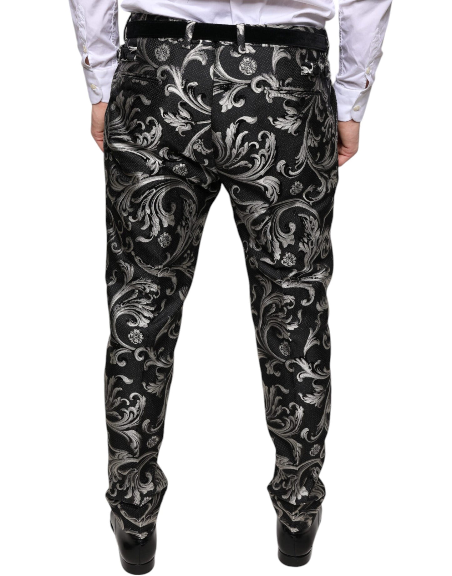 Dolce &amp; Gabbana Black Jacquard Skinny Dress Pants