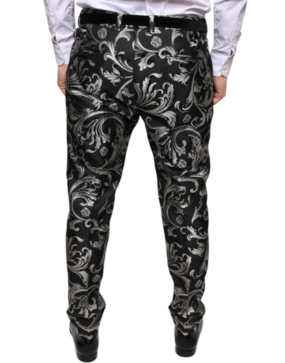 Dolce &amp; Gabbana Black Jacquard Skinny Dress Pants