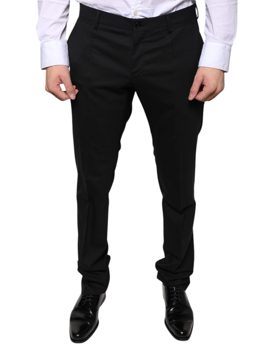 Dolce &amp; Gabbana Black Wool Skinny Dress Formal Pants