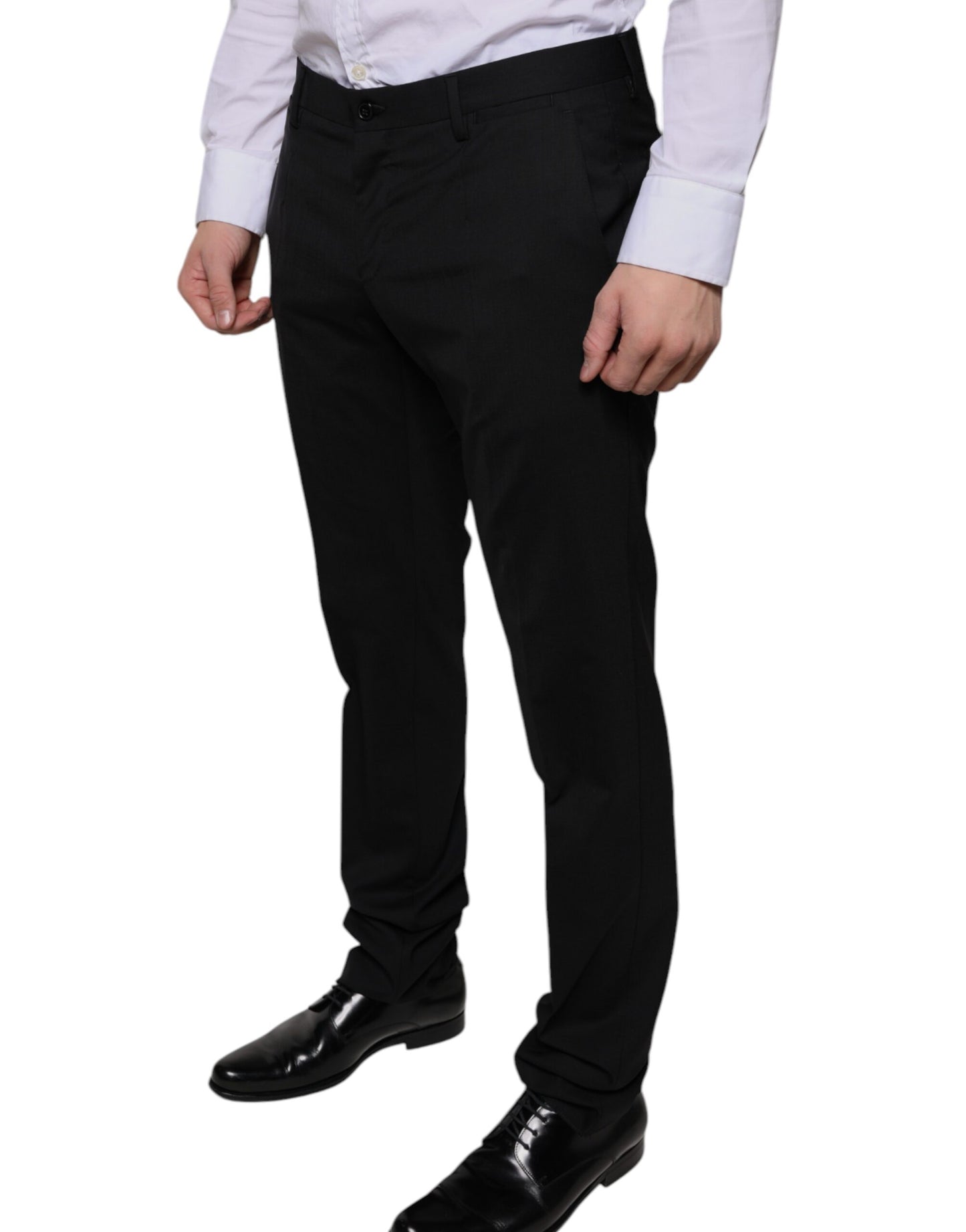 Dolce &amp; Gabbana Black Wool Skinny Dress Formal Pants