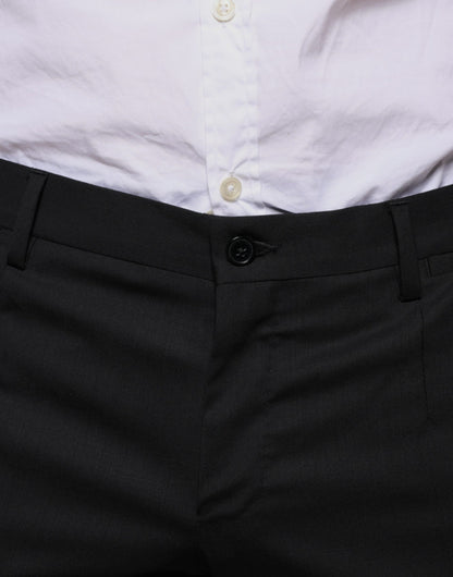 Dolce &amp; Gabbana Black Wool Skinny Dress Formal Pants