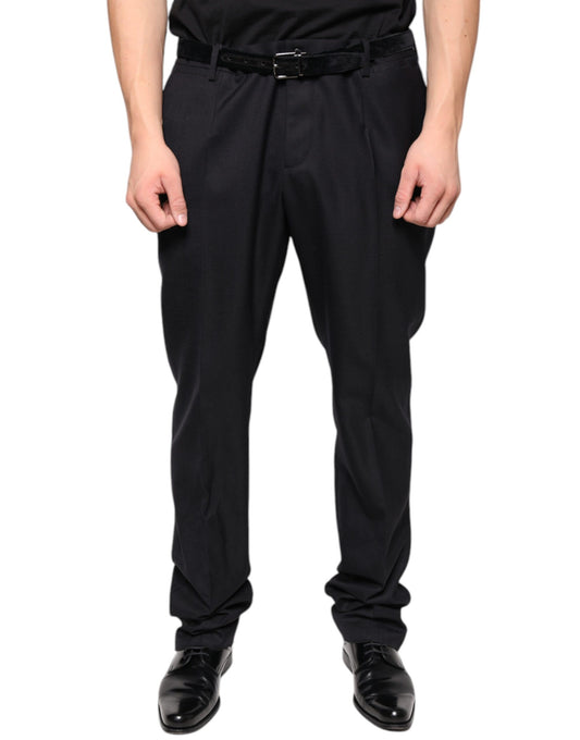 Dolce &amp; Gabbana Black Wool Skinny Dress Formal Pants