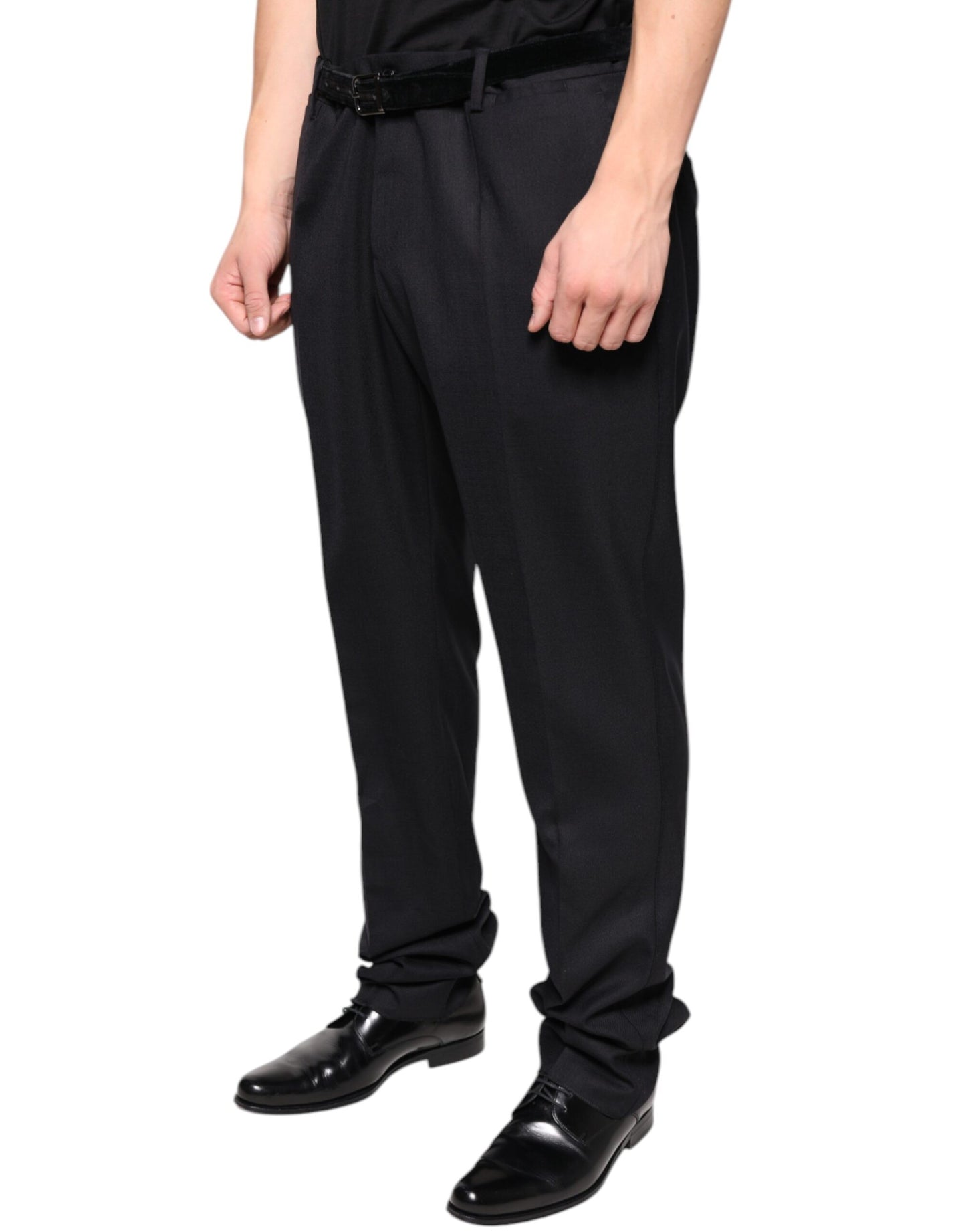 Dolce &amp; Gabbana Black Wool Skinny Dress Formal Pants