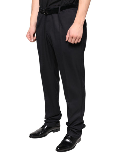 Dolce &amp; Gabbana Black Wool Skinny Dress Formal Pants