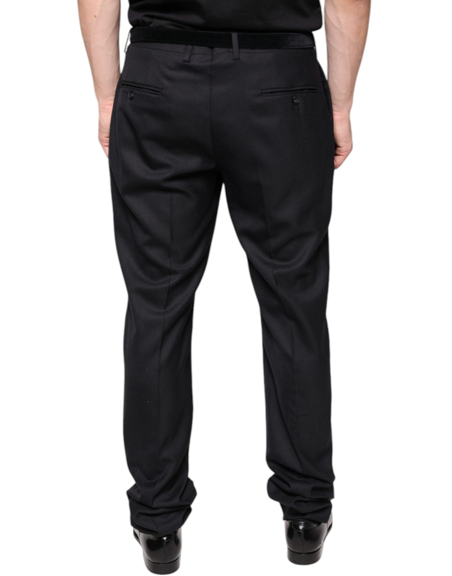 Dolce &amp; Gabbana Black Wool Skinny Dress Formal Pants