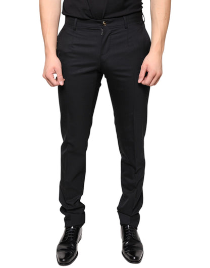 Dolce &amp; Gabbana Black Wool Skinny Men Dress Pants
