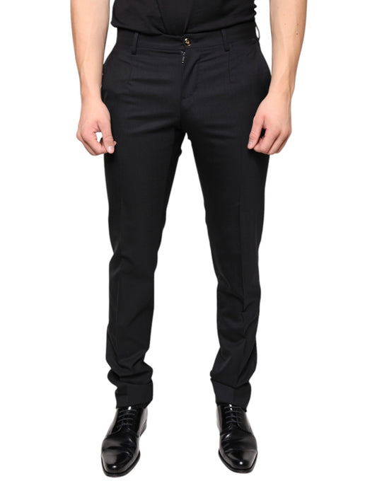 Dolce &amp; Gabbana Black Wool Skinny Men Dress Pants
