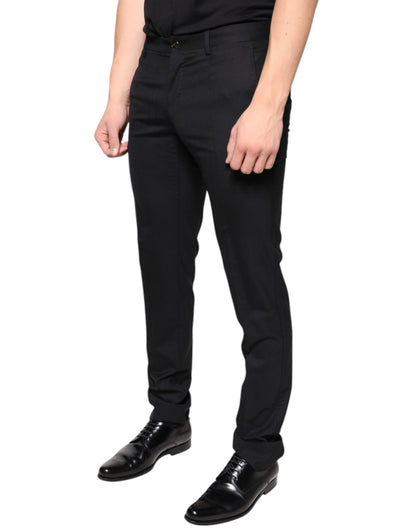 Dolce &amp; Gabbana Black Wool Skinny Men Dress Pants