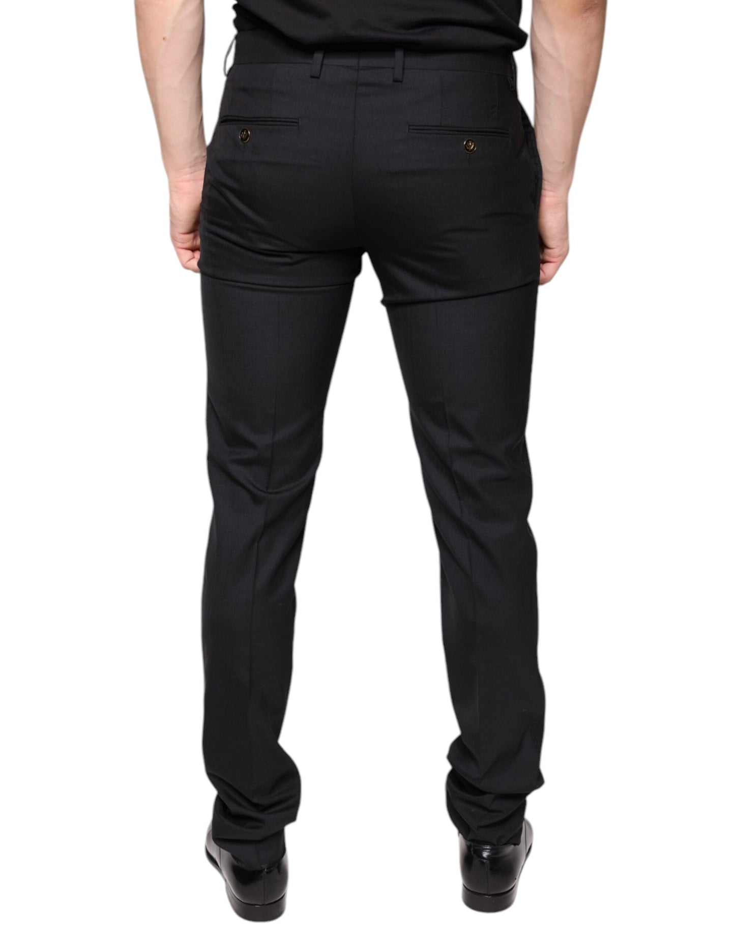 Dolce &amp; Gabbana Black Wool Skinny Men Dress Pants