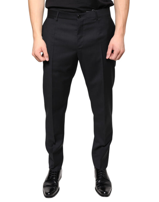 Dolce &amp; Gabbana Black Wool Skinny Men Dress Pants