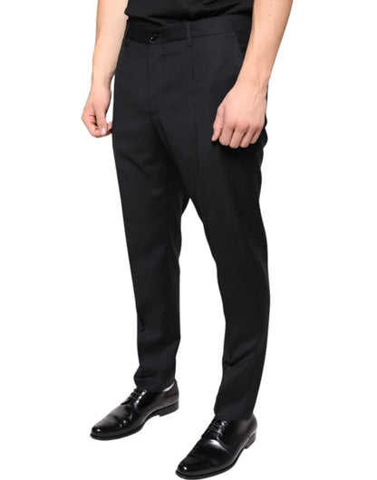 Dolce &amp; Gabbana Black Wool Skinny Men Dress Pants