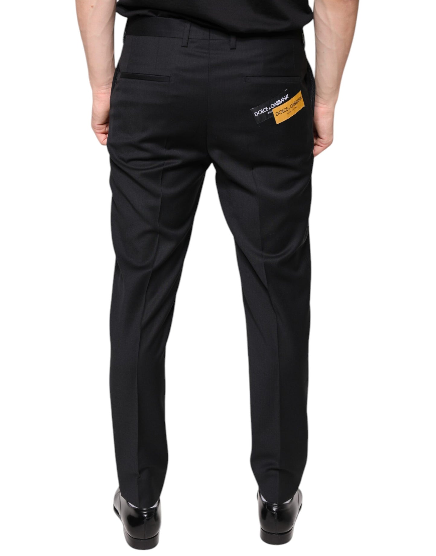 Dolce &amp; Gabbana Black Wool Skinny Men Dress Pants