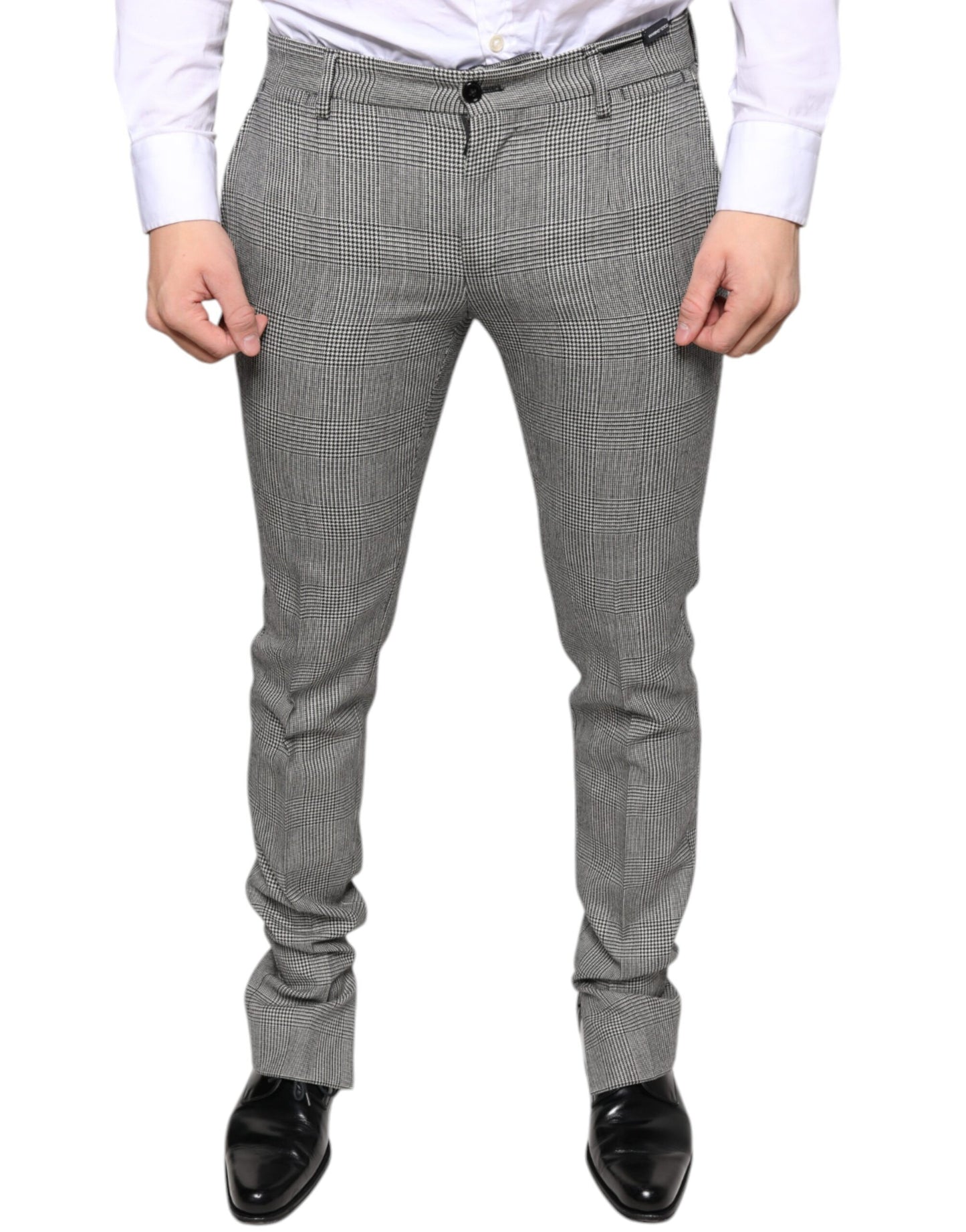 Dolce &amp; Gabbana Gray Check Tartan Wool Skinny Pants